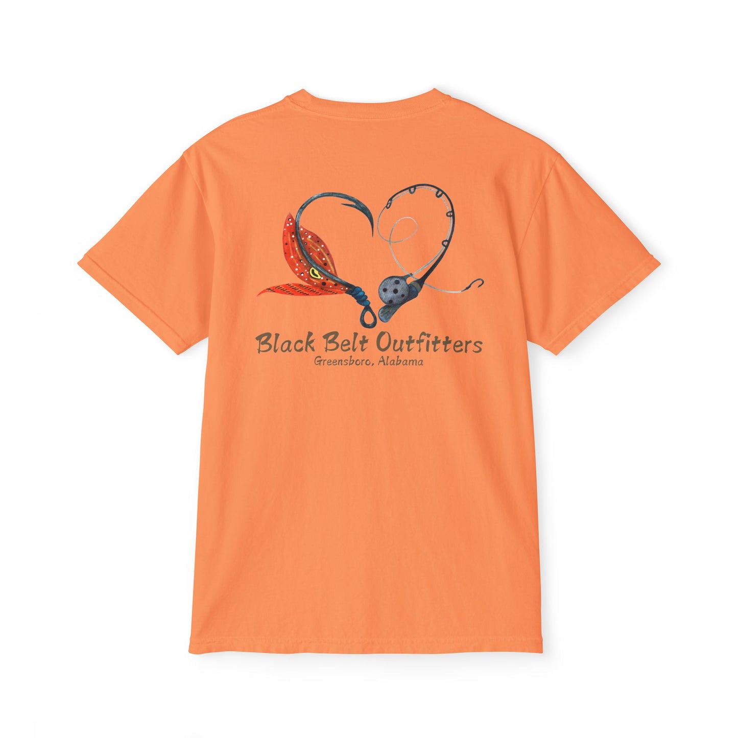 Black belt outfitters Fishing Poles Heart Unisex Garment-Dyed Pocket T-Shirt