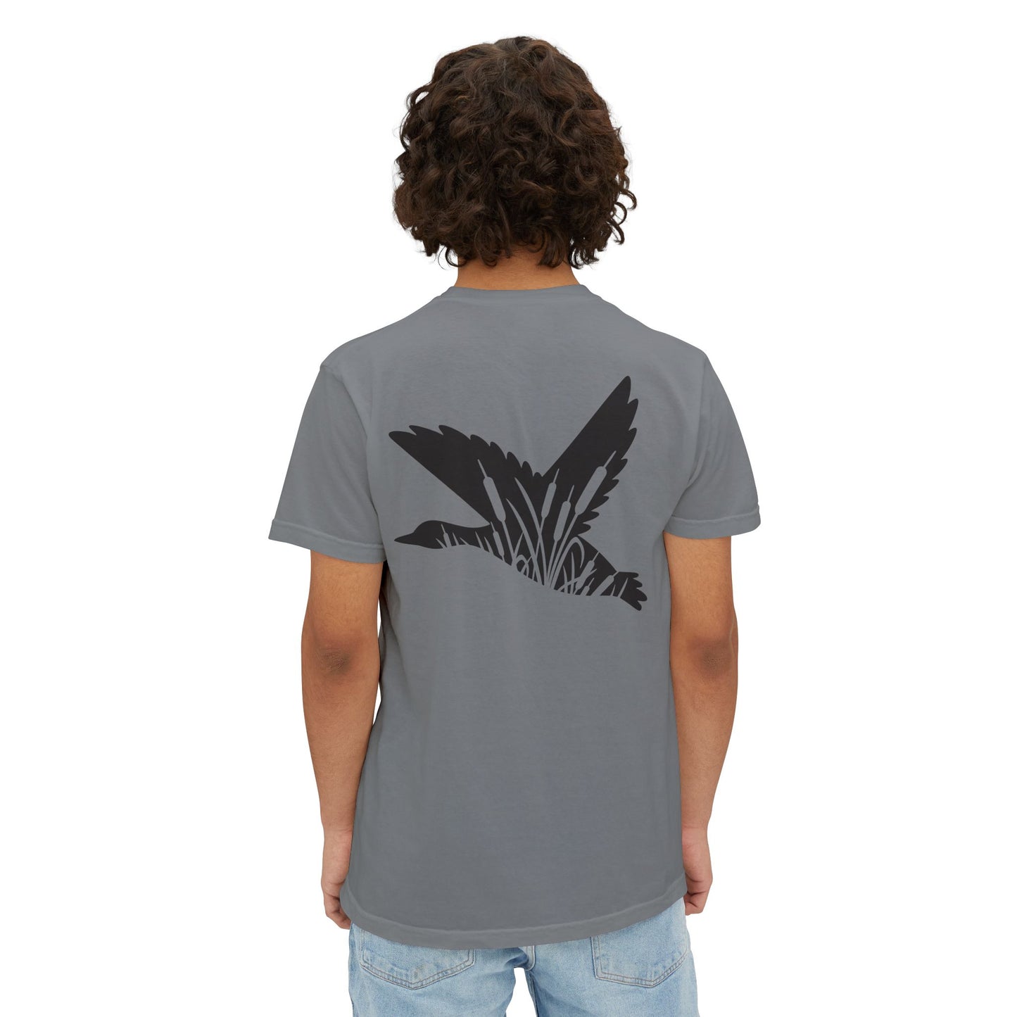Black belt, outfitters old-school camo hunting dog silhouette logo hunting Unisex Garment-Dyed Pocket T-Shirt