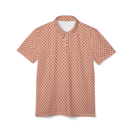 Golfer Silhouette Pattern Pink Unisex Polo Shirt (AOP)