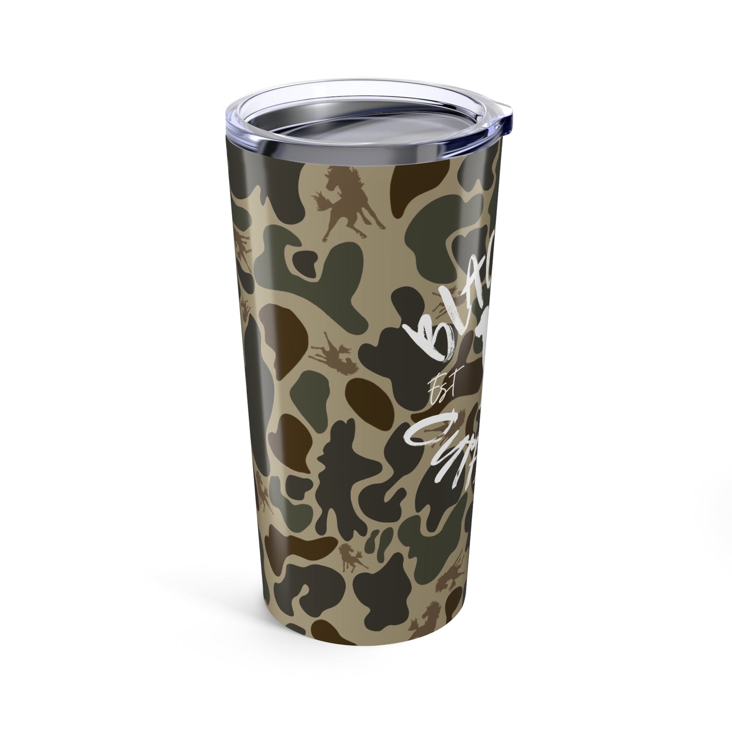 Black Belt Outfitters Wild Horses Camo Tumbler, Custom 20oz Travel Mug, Unique Gift for Hunters, Outdoor Lovers