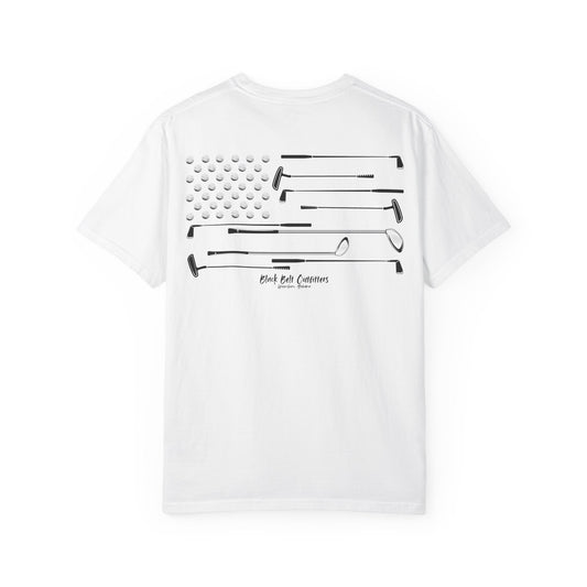 Golf Theme American Flag Unisex Garment-Dyed T-shirt