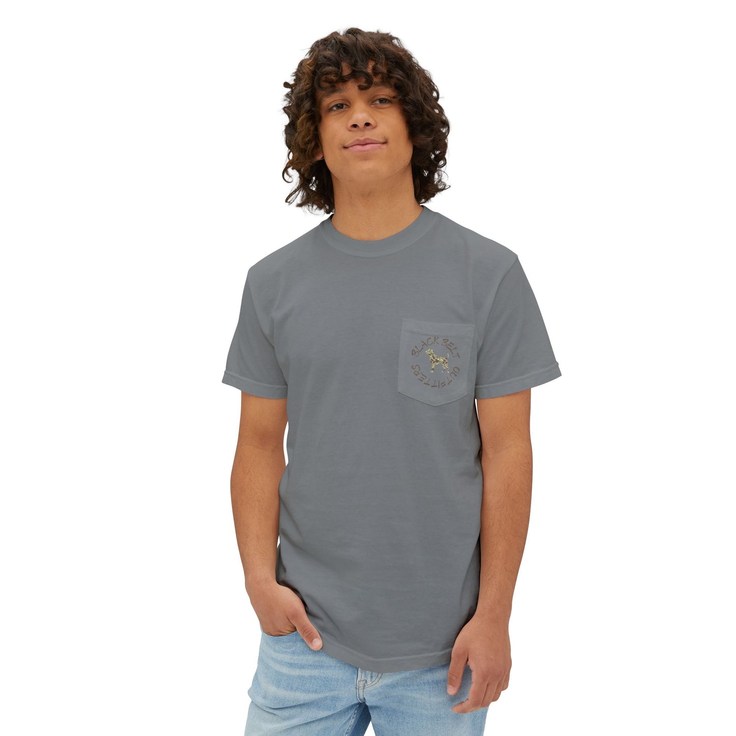 Black belt outfitters Born hunt forced school, southern guy design, ole boy , duck hunting dog, hunting Unisex Garment-Dyed Pocket T-Shirt