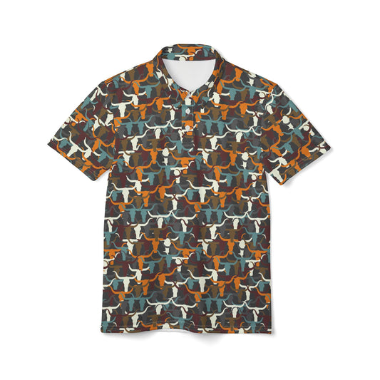 Custom Longhorn Camo Unisex Polo Shirt, Casual Wear, Outdoor Adventures, Gift for Him, Summer Look