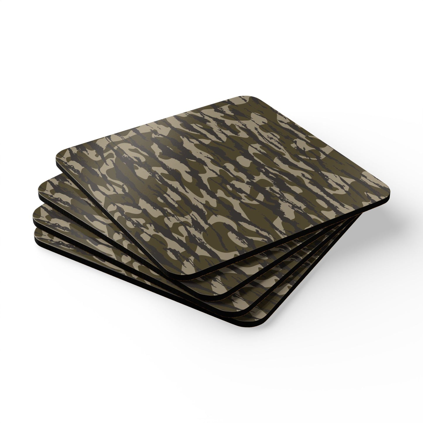 Bottomland Camo Corkwood Coaster Set, Rustic Home Decor, Eco-Friendly Gifts, Drink Coasters, Unique Kitchen Accessories, Nature Lovers Gift