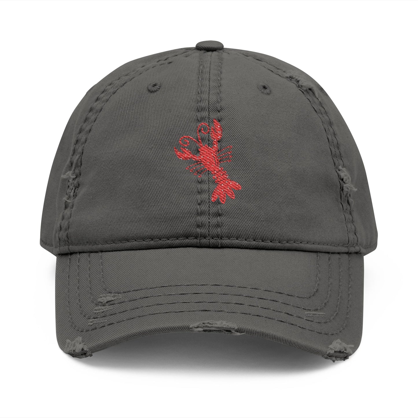 Crawfish Embroidered Distressed Dad Hat, Casual Summer Cap, Beach Style, Fishing Gift for Dad, Vintage Baseball Hat