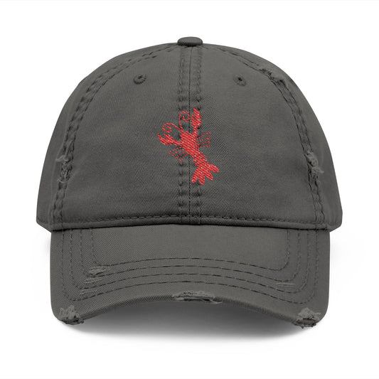 Crawfish Embroidered Distressed Dad Hat, Casual Summer Cap, Beach Style, Fishing Gift for Dad, Vintage Baseball Hat