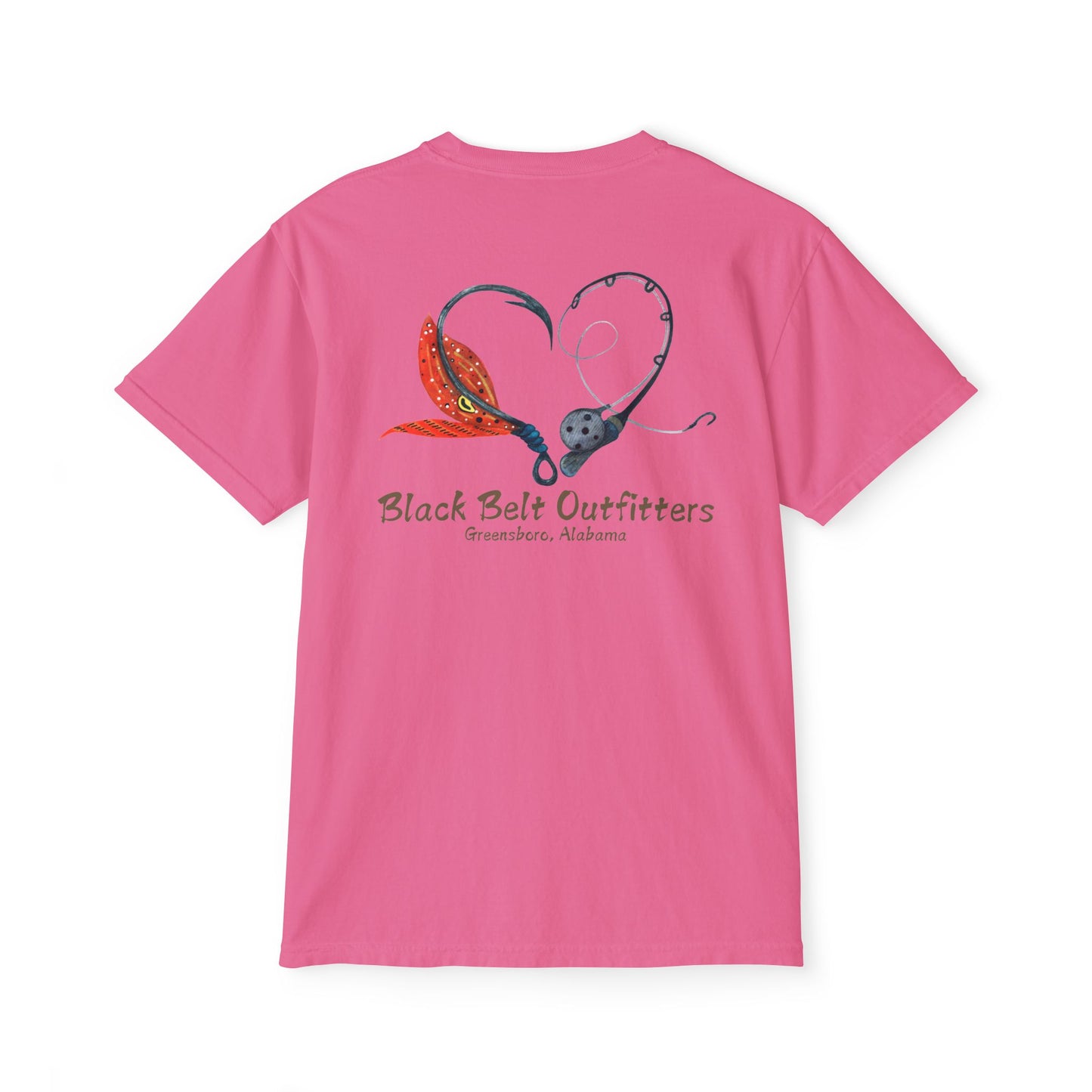 Black belt outfitters Fishing Poles Heart Unisex Garment-Dyed Pocket T-Shirt