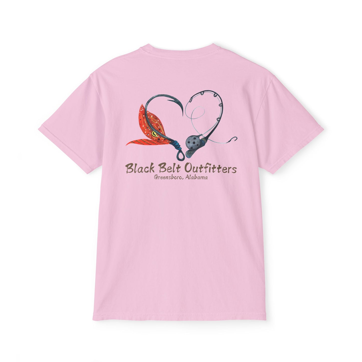 Black belt outfitters Fishing Poles Heart Unisex Garment-Dyed Pocket T-Shirt