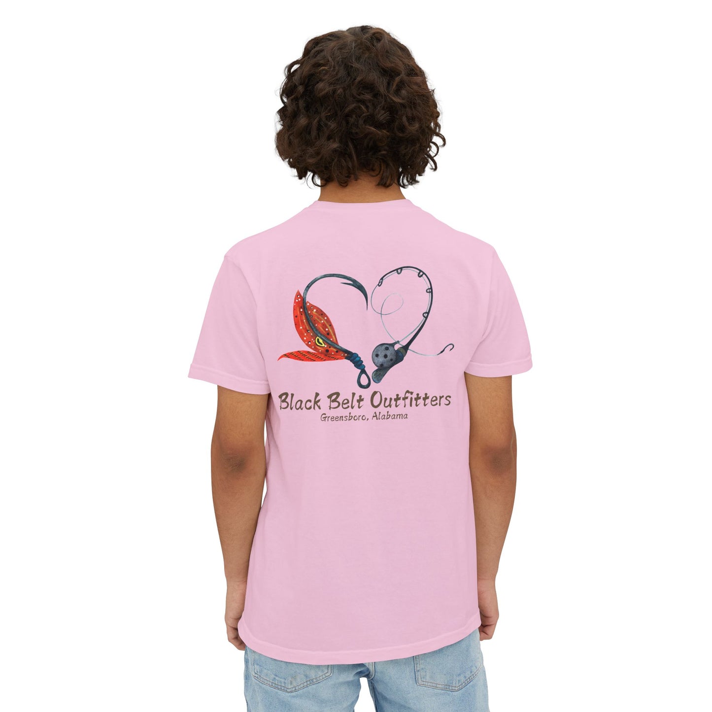 Black belt outfitters Fishing Poles Heart Unisex Garment-Dyed Pocket T-Shirt