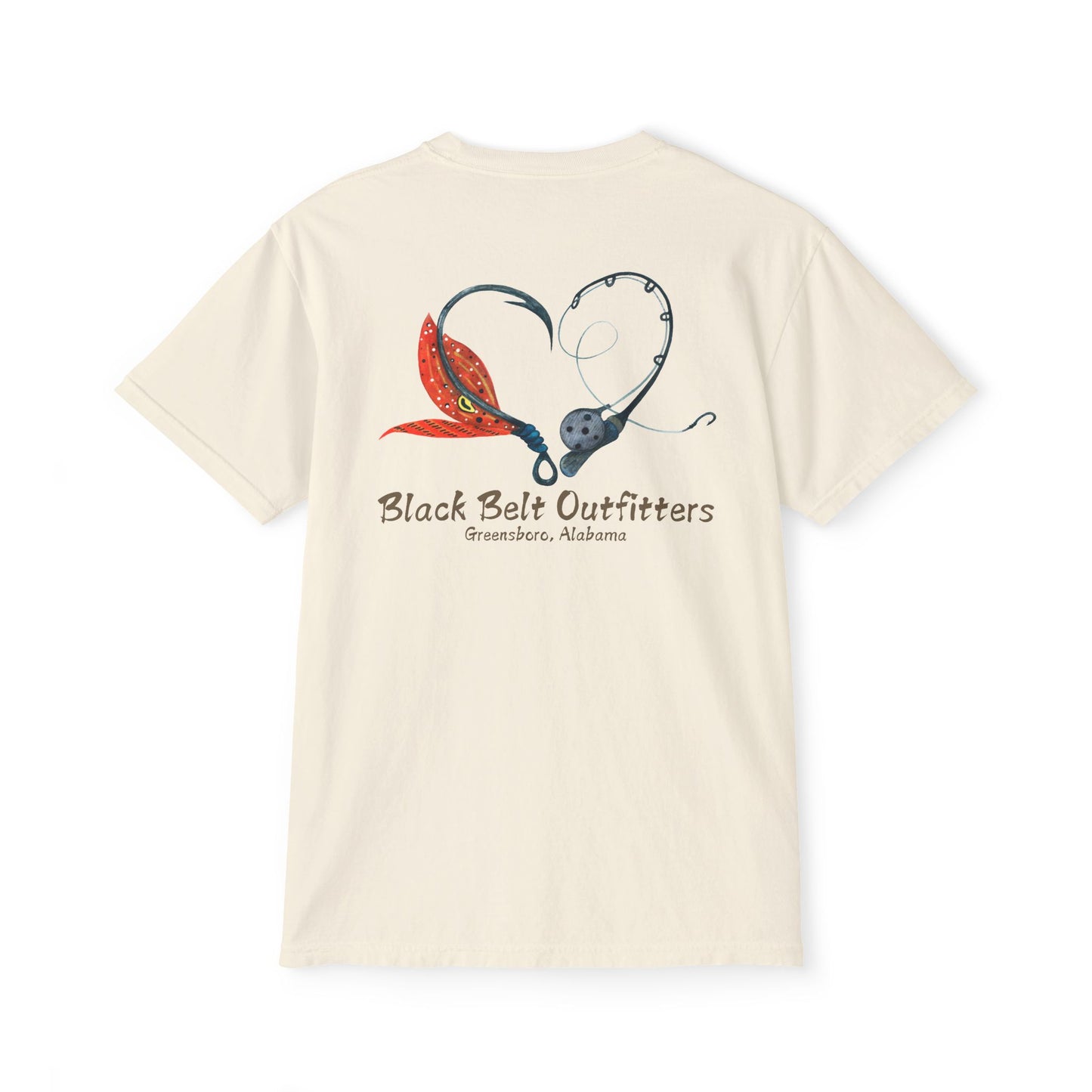 Black belt outfitters Fishing Poles Heart Unisex Garment-Dyed Pocket T-Shirt