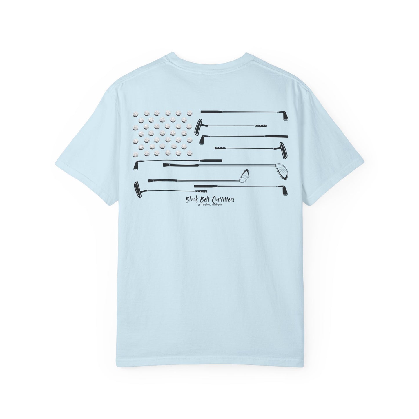 Golf Theme American Flag Unisex Garment-Dyed T-shirt