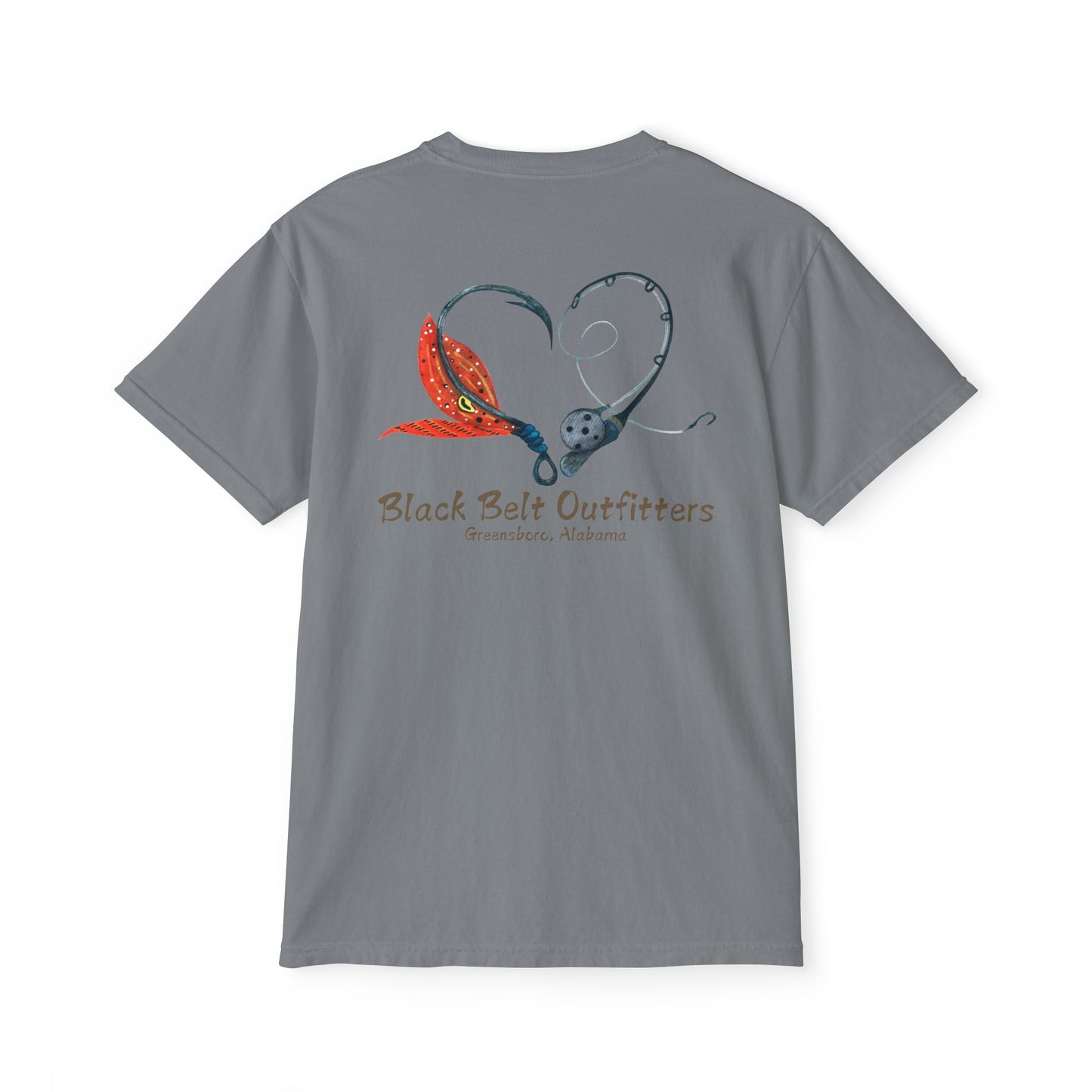 Black belt outfitters Fishing Poles Heart Unisex Garment-Dyed Pocket T-Shirt