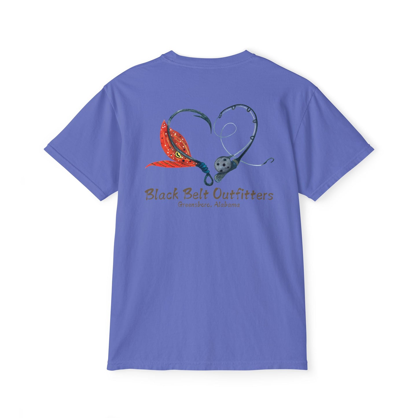 Black belt outfitters Fishing Poles Heart Unisex Garment-Dyed Pocket T-Shirt