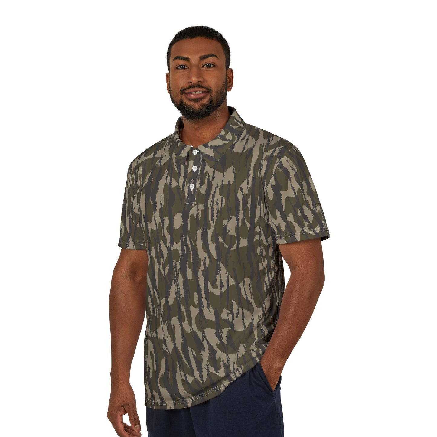 Bottomland Camo Unisex Polo Shirt, Casual Wear, Outdoor Adventures, Gift for Him, Summer Look