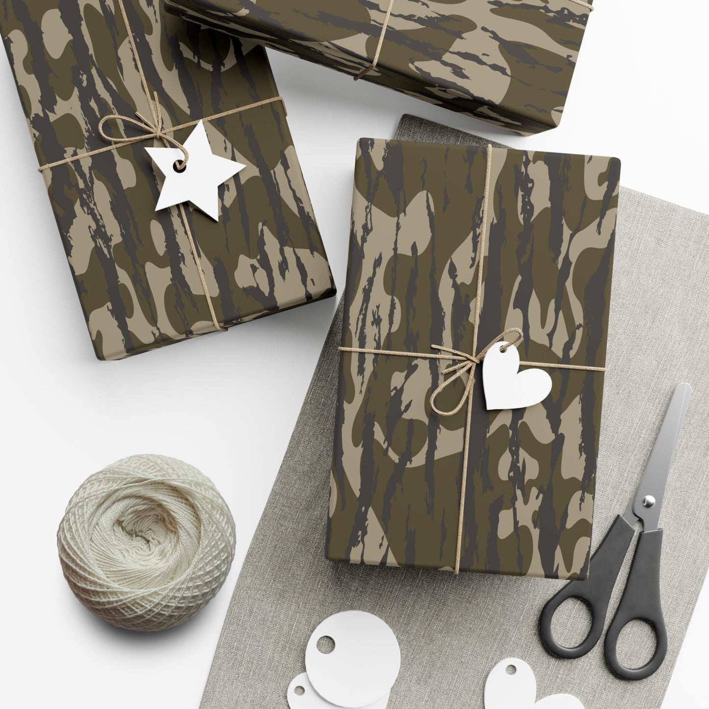 Bottomland Camo Gift Wrap Paper, Perfect for Holidays, Birthdays, Parties, Eco-Friendly Packaging, Unique Camo Design