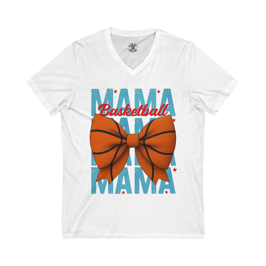 Basketball Mama V-Neck Tee – Unisex Jersey T-Shirt for Game Day