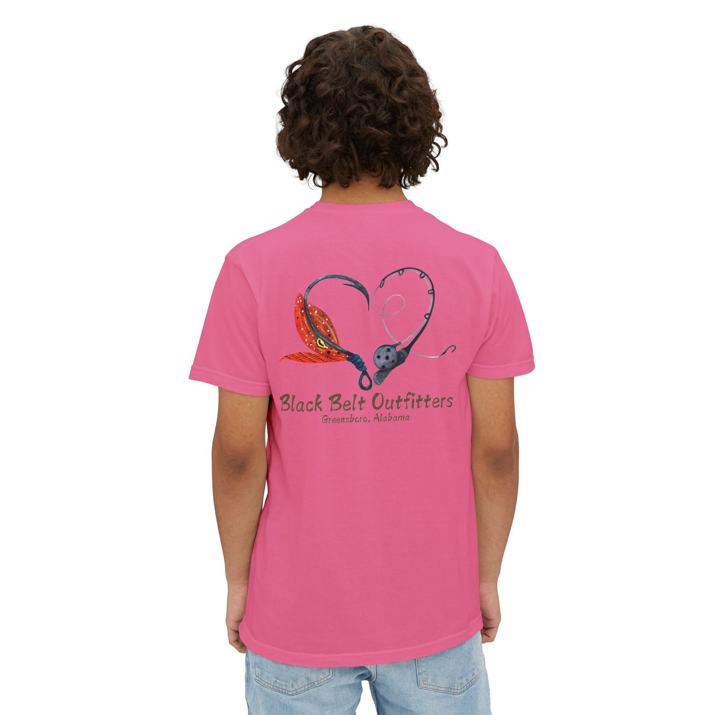 Black belt outfitters Fishing Poles Heart Unisex Garment-Dyed Pocket T-Shirt