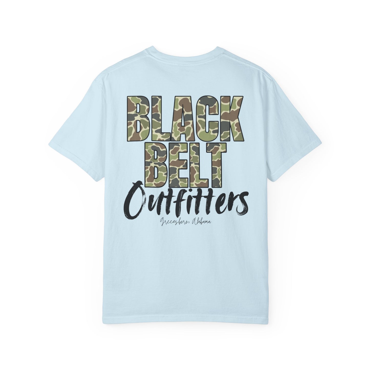 Black Belt Outfitters Camo Logo Unisex Garment-Dyed Pocket T-Shirt