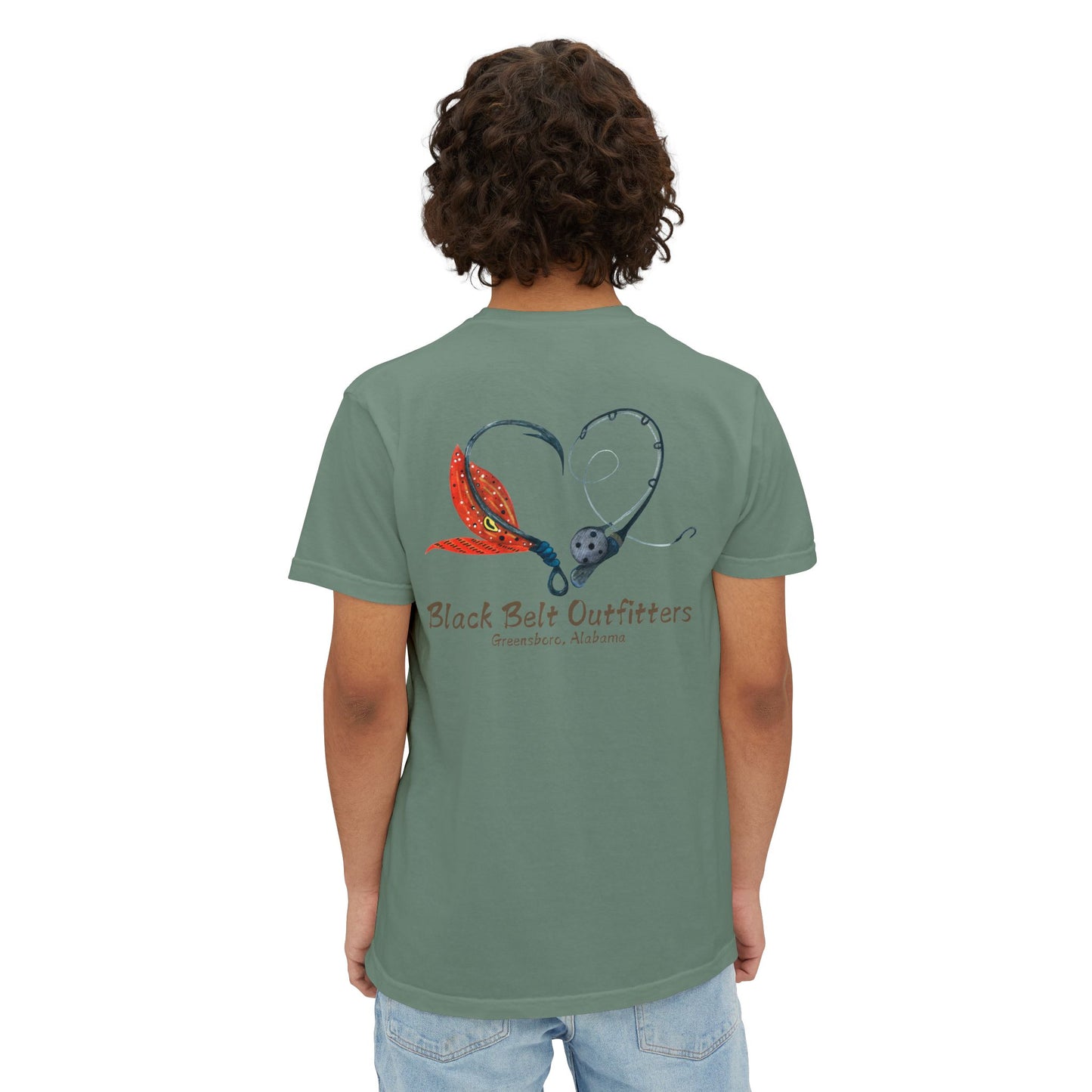 Black belt outfitters Fishing Poles Heart Unisex Garment-Dyed Pocket T-Shirt
