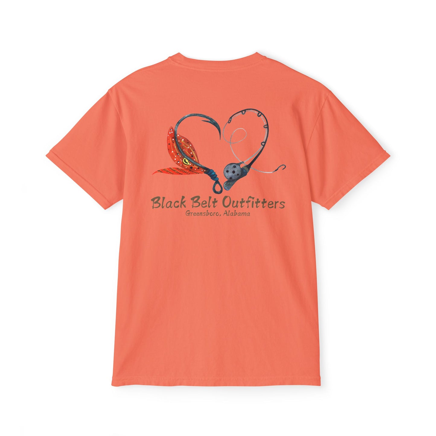 Black belt outfitters Fishing Poles Heart Unisex Garment-Dyed Pocket T-Shirt