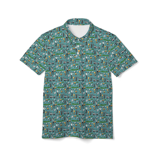 Retro Vintage Funny Golf Pattern Unisex Polo Shirt, Summer Style, Casual Wear, Perfect for Outdoors, Gift for Him, Fun Patterned Shirt