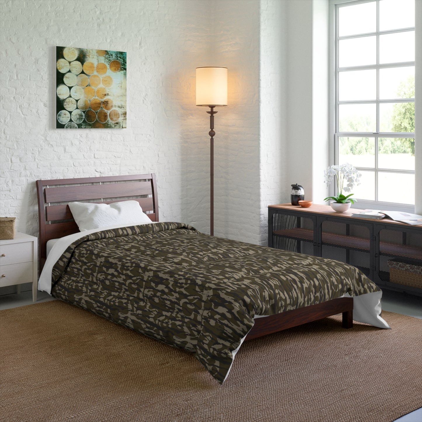 Bottomland Camo Comforter | Cozy Bedding for Home Decor, Camo Pattern Comforter, Modern Bedroom, Gift for Her, Unique Housewarming