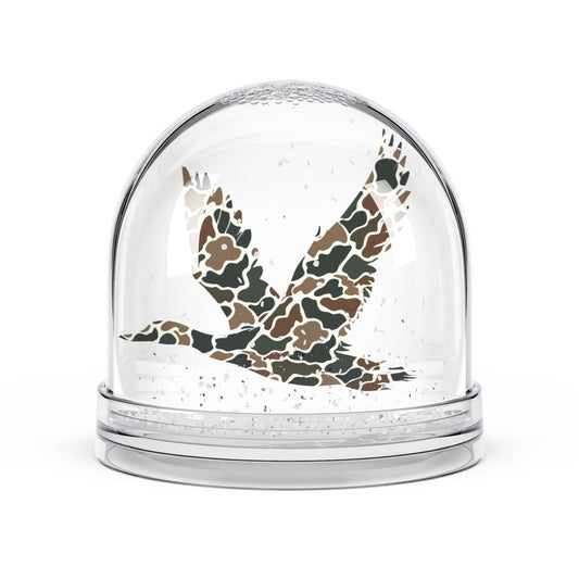Camo Duck Snow Globe, Unique Home Decor, Gift for Nature Lovers, Rustic Decor, Winter Wonderland