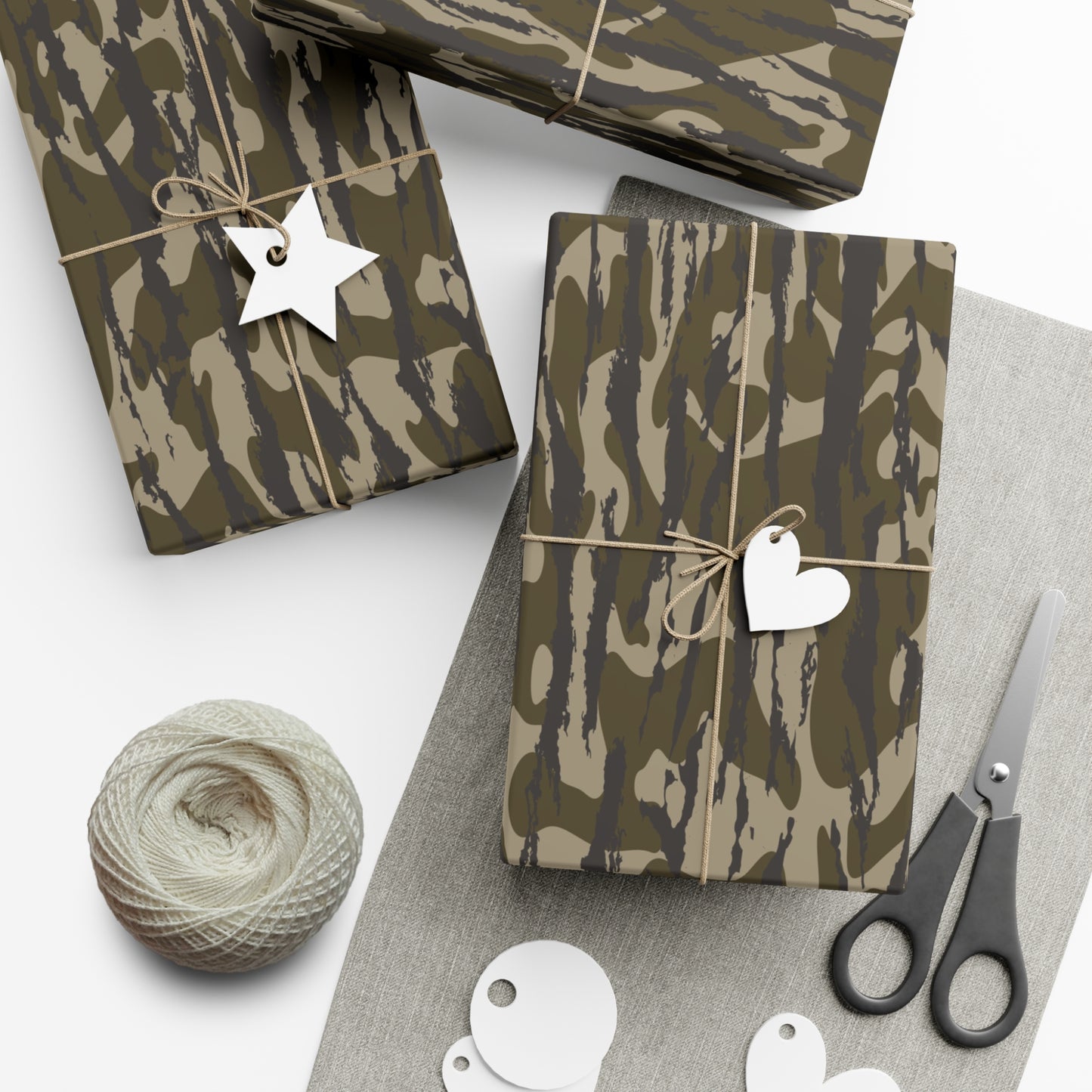 Bottomland Camo Gift Wrap Paper, Perfect for Holidays, Birthdays, Parties, Eco-Friendly Packaging, Unique Camo Design