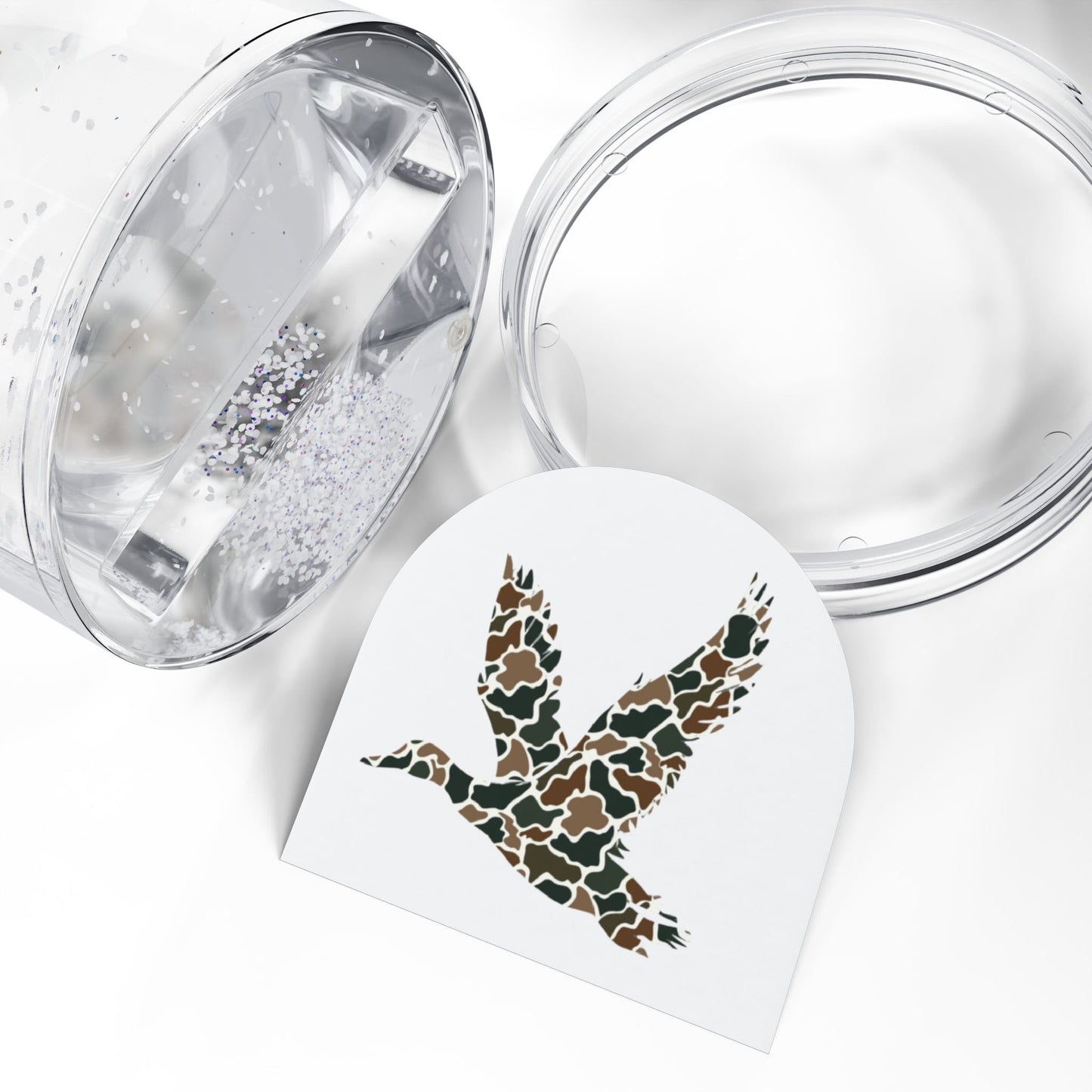 Camo Duck Snow Globe, Unique Home Decor, Gift for Nature Lovers, Rustic Decor, Winter Wonderland