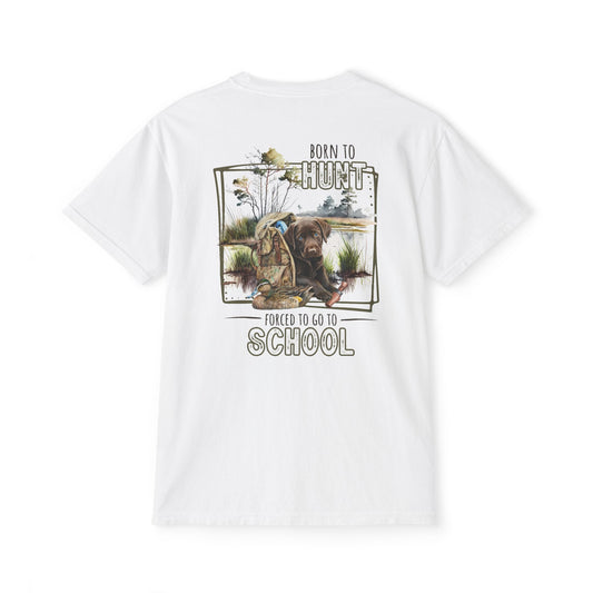 Black belt outfitters Born hunt forced school, southern guy design, ole boy , duck hunting dog, hunting Unisex Garment-Dyed Pocket T-Shirt