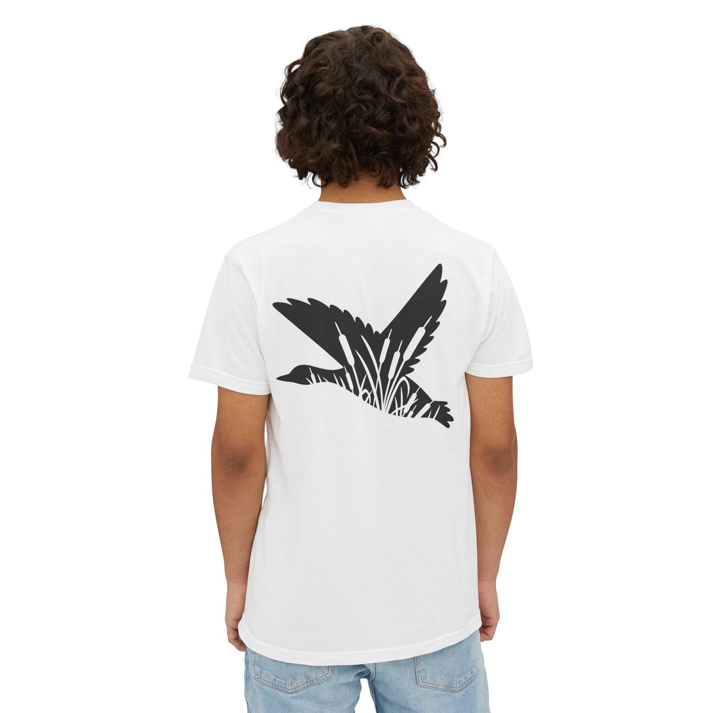 Black belt, outfitters old-school camo hunting dog silhouette logo hunting Unisex Garment-Dyed Pocket T-Shirt