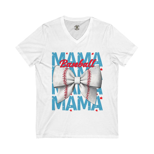 Baseball Mama V-Neck Tee – Unisex Jersey T-Shirt for Game Day