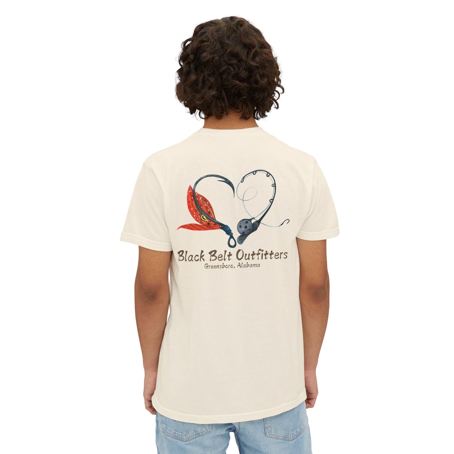 Black belt outfitters Fishing Poles Heart Unisex Garment-Dyed Pocket T-Shirt