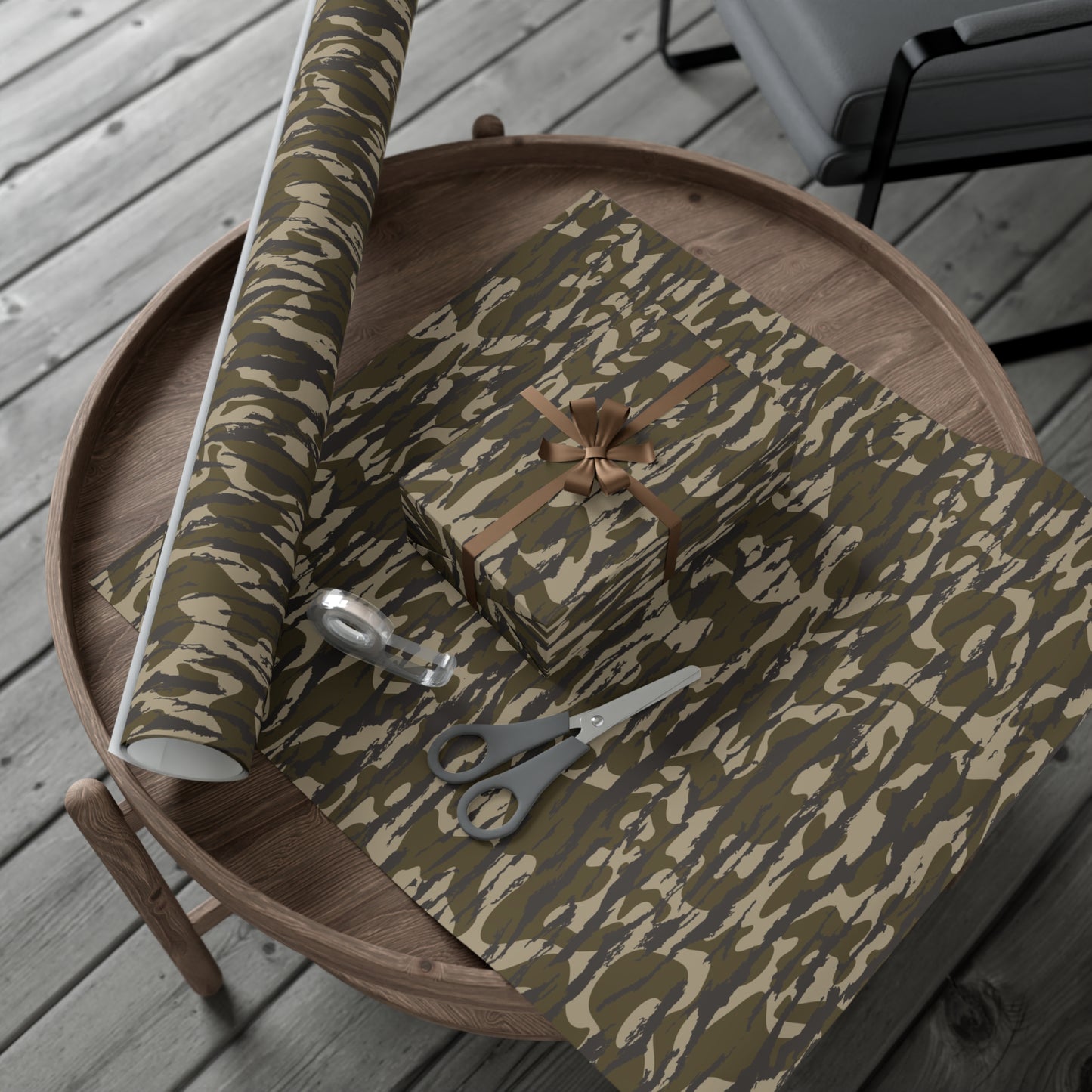 Bottomland Camo Gift Wrap Paper, Perfect for Holidays, Birthdays, Parties, Eco-Friendly Packaging, Unique Camo Design