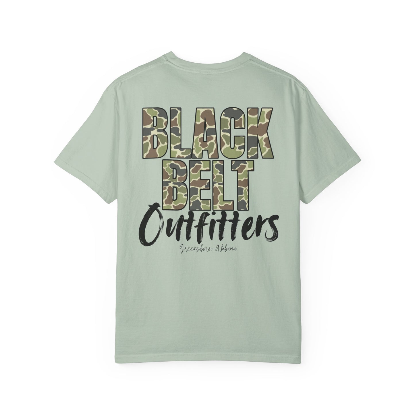 Black Belt Outfitters Camo Logo Unisex Garment-Dyed Pocket T-Shirt