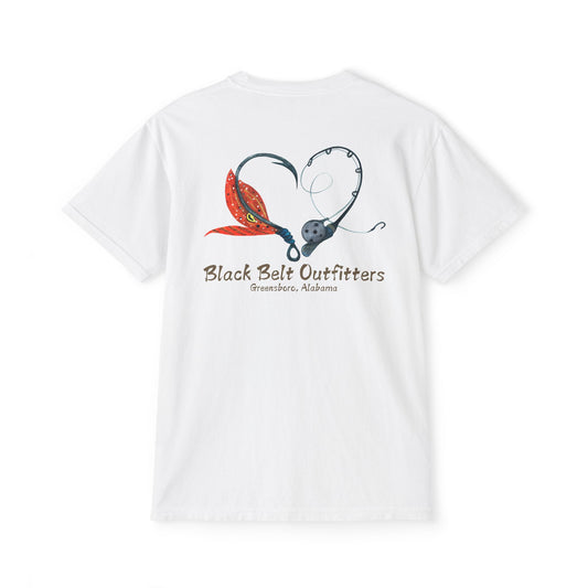 Black belt outfitters Fishing Poles Heart Unisex Garment-Dyed Pocket T-Shirt