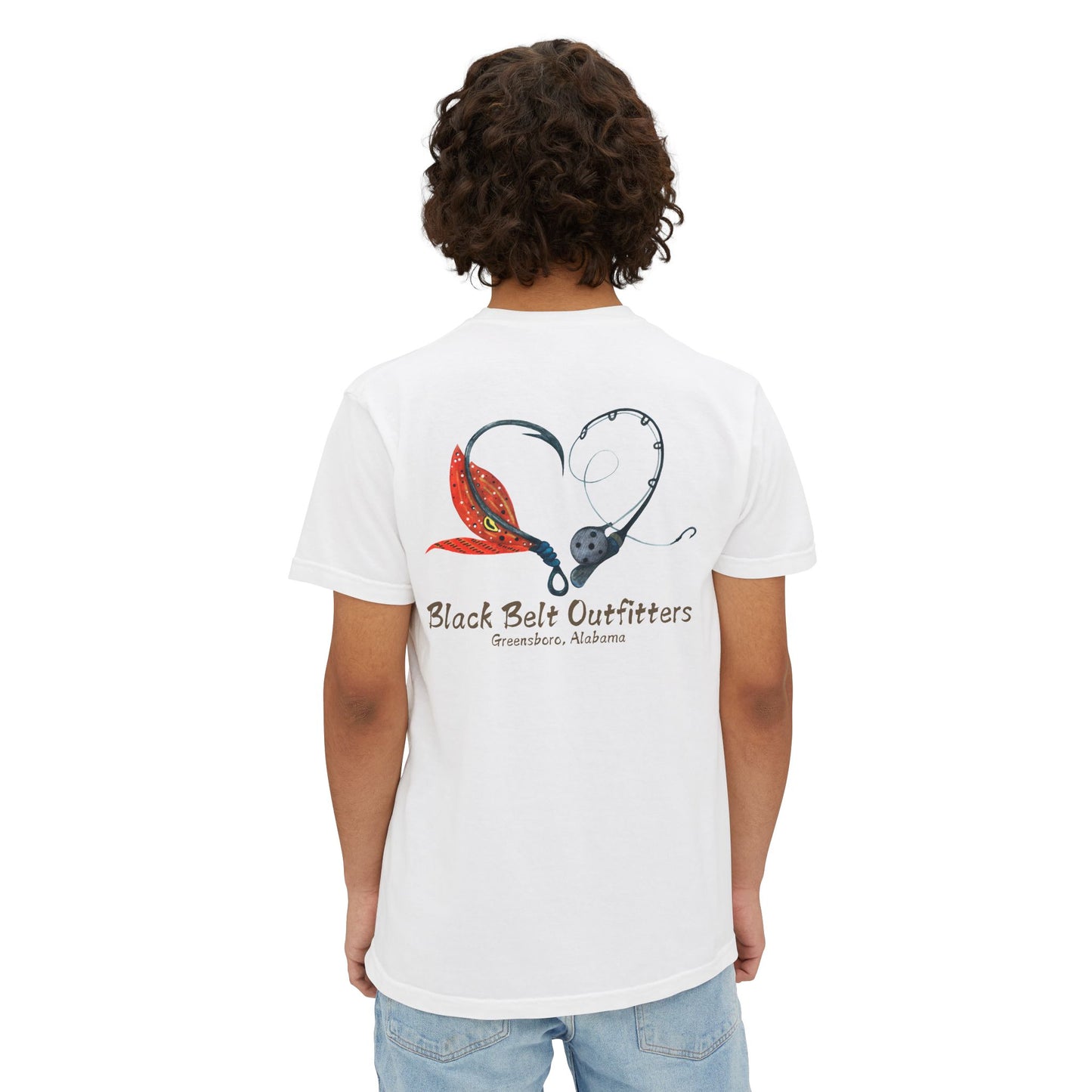 Black belt outfitters Fishing Poles Heart Unisex Garment-Dyed Pocket T-Shirt