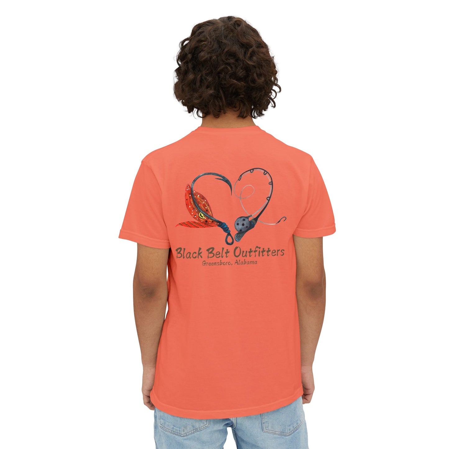 Black belt outfitters Fishing Poles Heart Unisex Garment-Dyed Pocket T-Shirt