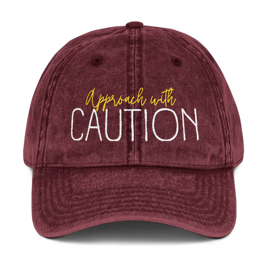 APPROACH WITH CAUTION Vintage Embroidered Cap, Funny Wife Hat, Sorry About My Husband Cap, Gift for Her, Casual Fashion Accessory