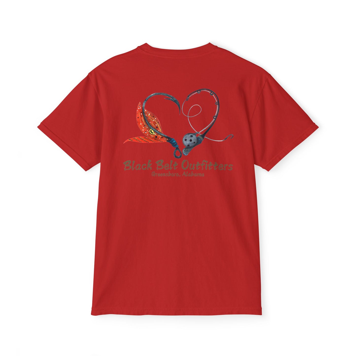 Black belt outfitters Fishing Poles Heart Unisex Garment-Dyed Pocket T-Shirt