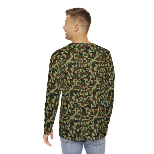 Retro camo print Men's Long Sleeve Shirt (AOP)