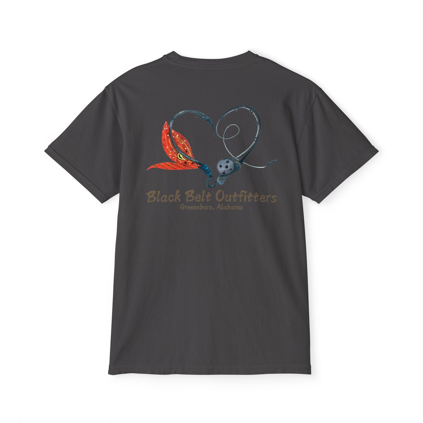 Black belt outfitters Fishing Poles Heart Unisex Garment-Dyed Pocket T-Shirt