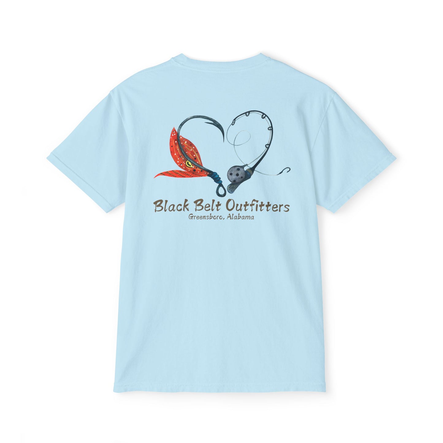 Black belt outfitters Fishing Poles Heart Unisex Garment-Dyed Pocket T-Shirt